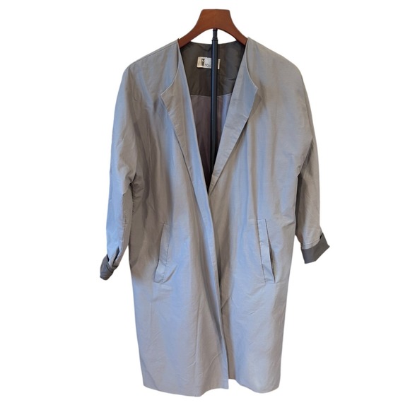 Moscona Jackets & Blazers - Moscona Grey Open Front Duster Coat Lightweight Longline‎ Jacket Modern Chic M